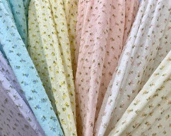 NEW! Fabric Floral Dotted Swiss - Vintage Fabric -  Soft and Light Weight Cotton - By the Yard - children fabric - summer fabric