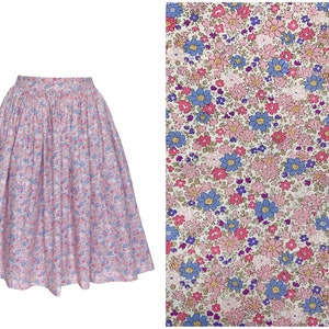 NEW! Full Gathered Skirt &quot;Pastel Retro Floral&quot; Small Pink Purple Florals Print - Vintage Skirt - Pinup Skirt - 1950s Skirt - Rockabilly