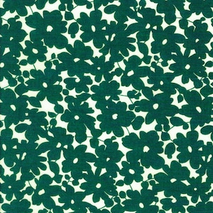 NEW! Fabric &quot;Green Floral&quot; Green Florals Print on White Background - Floral Cotton - 100% cotton - Quilting Fabric - By The Yard