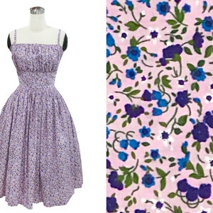 NEW! LOLO Dress #4 "Lavender Little wildflowers" - Gathered Shelf Bust - Full Gathered Skirt - Vintage - Rockabilly Dress - 1950s Dress