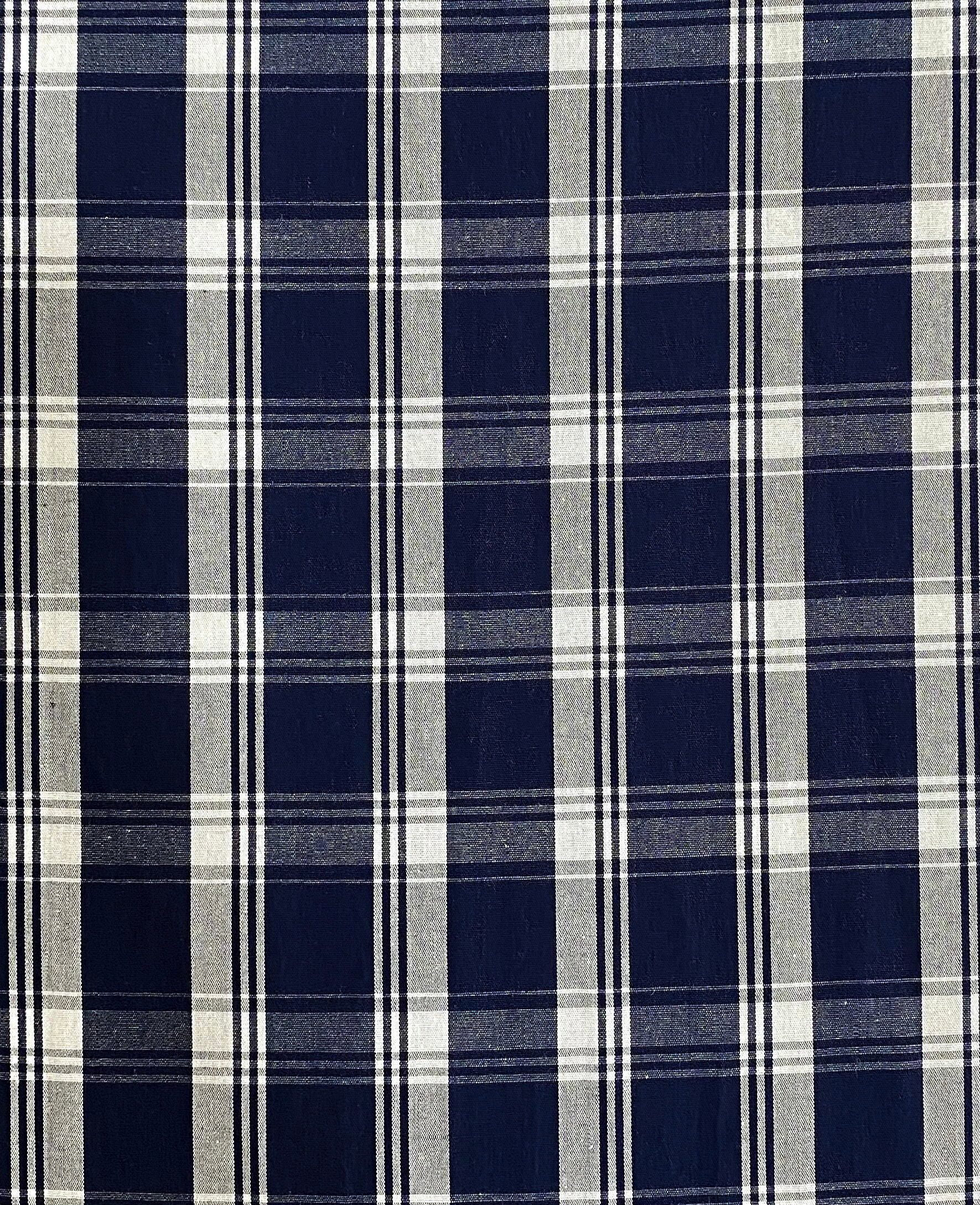 NEW! Fabric Navy Checkered Tartan - Navy Plaid Fabric - Checkered Fabric - Plaid Fabric - Scottish Plaid Fabric - Cotton - By the Yard
