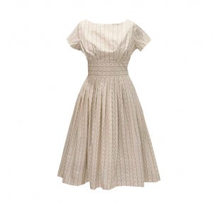 NEW! LOLO Dress #31 &quot;Vingtage Daisy and Dotted Bloom&quot; - Pleated Skirt - CAP Sleeves -Boat neck line - Pinup Dress - 1950s Dress