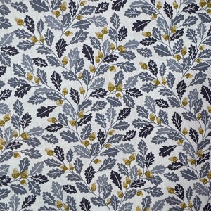 NEW! Fabric &quot;Oak Leaves and Acorns&quot; - leaves print on white- Cotton Fabric - 100 % of cotton - Quilting Fabric - By The Yard