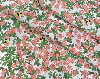 Fabric "Blossom Bees" - Floral Cotton Fabric - 100 Cotton - By The Yard