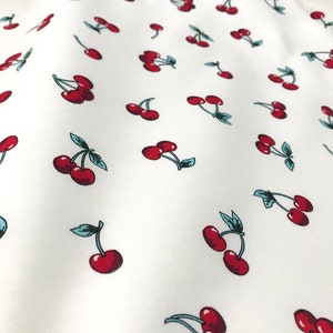 Fabric cherry Chewy Lovely Red Cherries in White Background Cotton ...