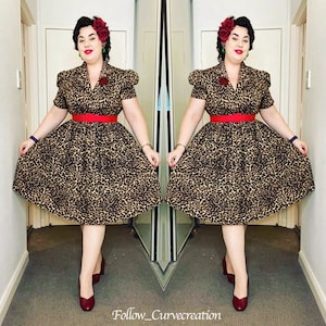 LOLO Dress #7 - &quot;Leopard&quot; - Leopard Print - Full gathered skirt - Vintage 1950s Dress - Rockabilly Dress - Pinup Dress