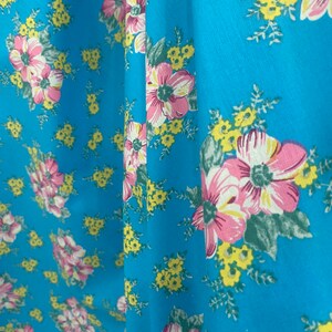 NEW! Fabric &quot;Blue Seamless Pink Floral&quot; Floral Print on Blue Background - Floral Cotton Fabric - Vintage Fabric - By The Yard