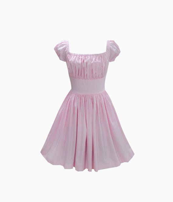 LOLO Dress #23 in Solid Light Pink - Gathered Shelf Bust - Puffed Peasant  Sleeves - Full Gathered Skirt - Wedding Dress - 1950s Dress - Etsy