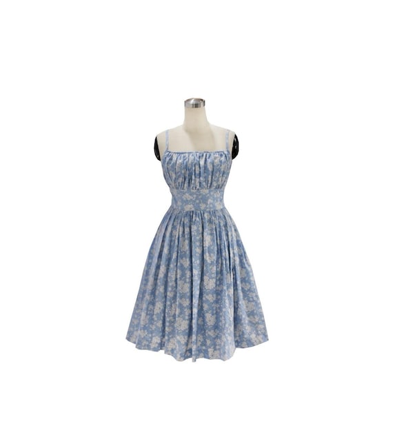 blue rockabilly dress Blue Square Neck Starry Night Bow Swing Dress main image 0
