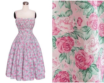 NEW! LOLO Dress #4 "Pink Paris Rose" - Gathered Shelf Bust - Full Gathered Skirt - Vintage - Rockabilly Dress - 1950s Dress