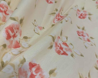 NEW! Fabric "Rose Water Dream"  Pink Rose Print on Cream - Floral Cotton Fabric - By The Yard