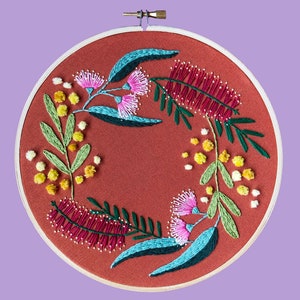 Embroidery Kit for Beginners Fuzzy Wattle Wreath beginners kit and embroidery tutorial Lily Adelaide Upton image 3