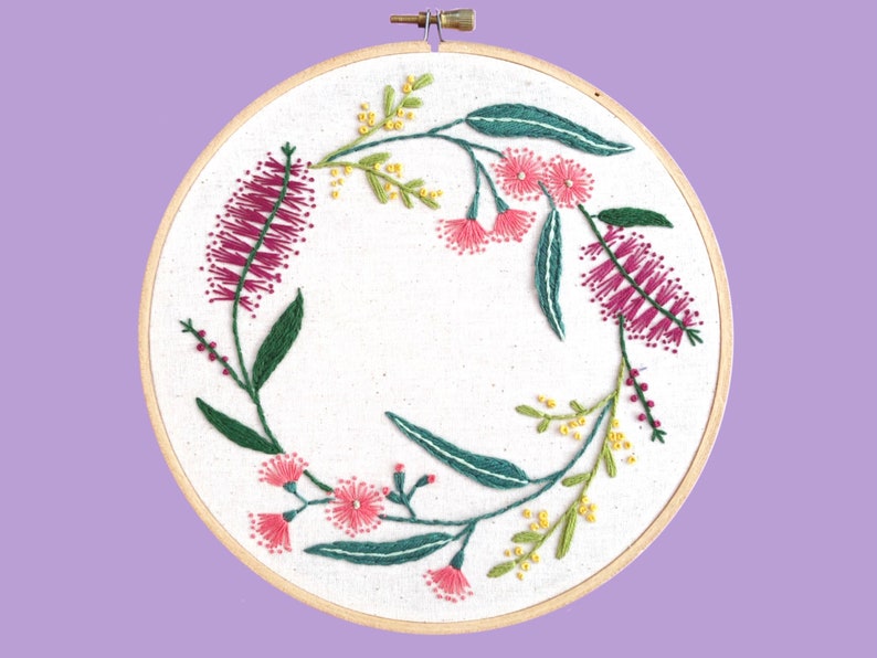 Embroidery Kit for Beginners Australian Natives Wreath beginners kit and embroidery tutorial Lily Adelaide Upton image 3