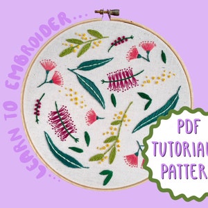 Australian Natives Scatter Embroidery Tutorial Pattern by Lily Adelaide Upton image 1