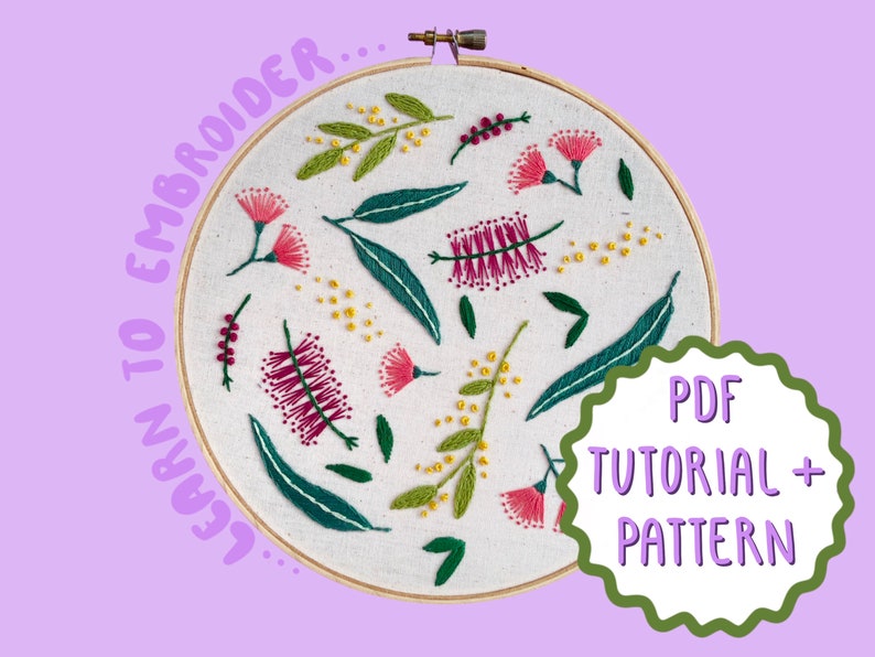 Australian Natives Scatter Embroidery Tutorial Pattern by Lily Adelaide Upton image 1