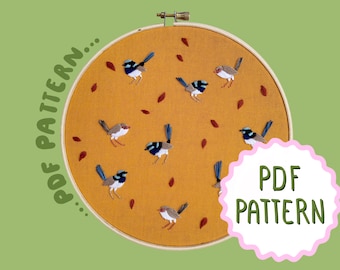Superb Fairy Wrens PDF Embroidery Pattern by Lily Adelaide Upton
