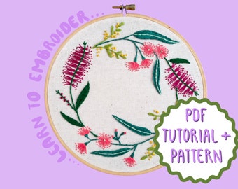 Australian Natives Wreath Embroidery Tutorial + Pattern by Lily Adelaide Upton