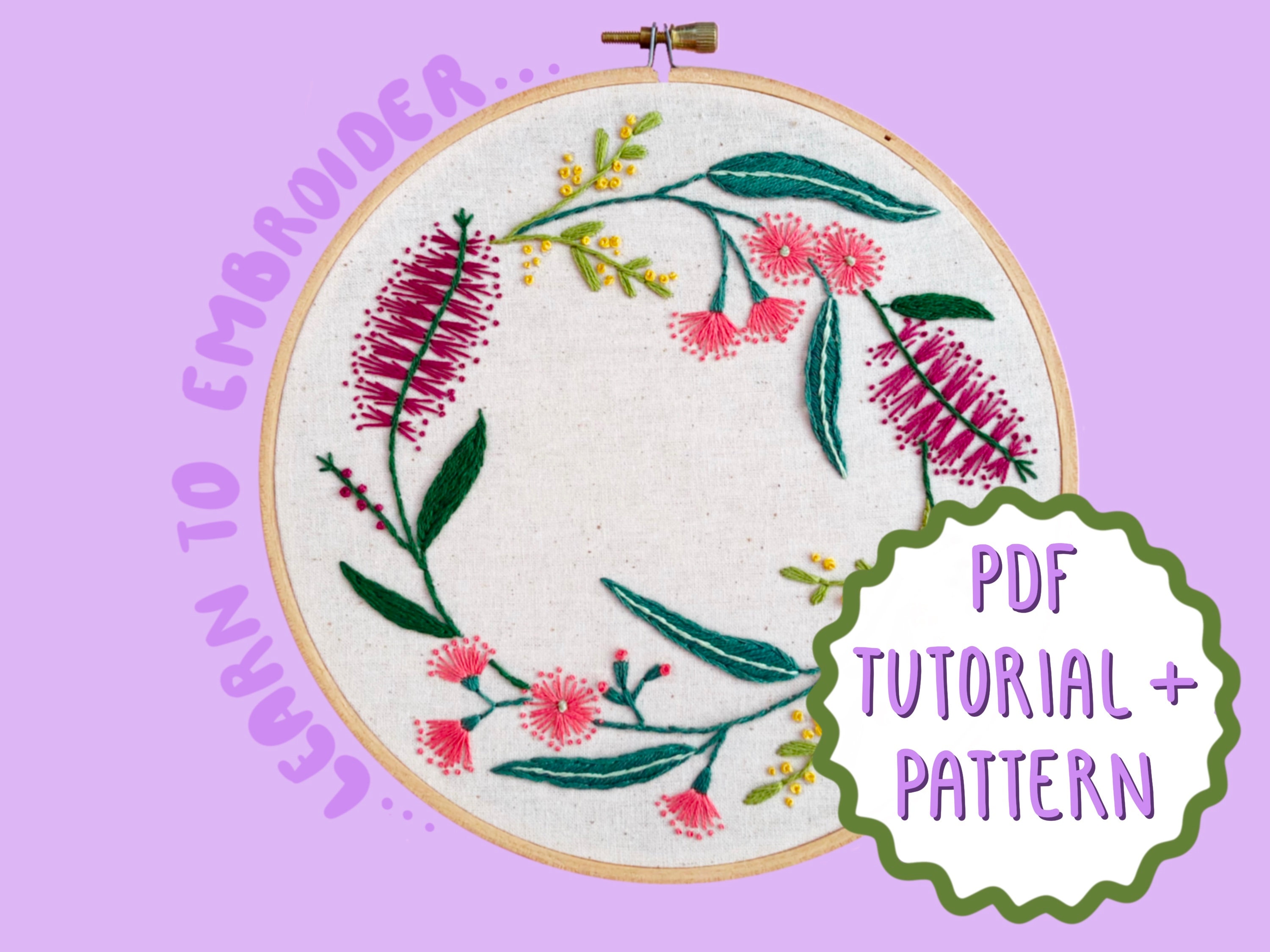 Australian Natives Wreath Embroidery Tutorial Pattern by Etsy