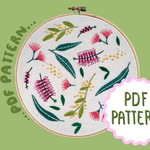 Australian Natives Scatter PDF Embroidery Pattern by Lily Adelaide Upton image 1