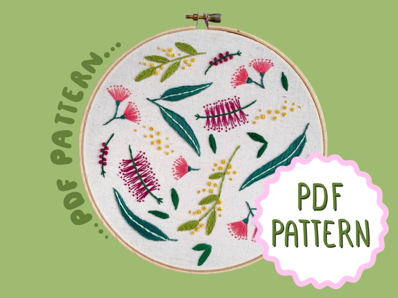 Australian Natives Scatter PDF Embroidery Pattern by Lily Adelaide Upton image 1