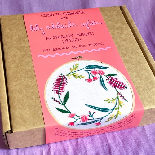 Monochrome Australian Natives Wreath Embroidery Tutorial Etsy