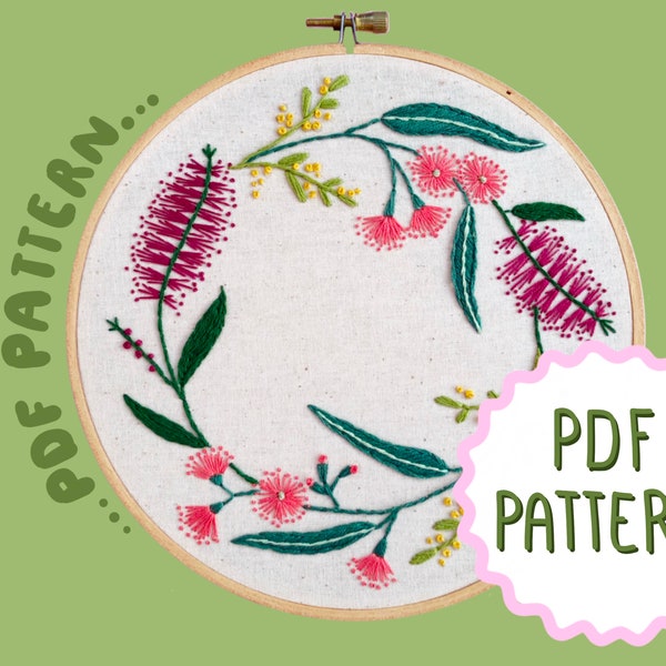 Australian Natives Wreath PDF Embroidery Pattern by Lily Adelaide Upton