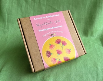 Embroidery Kit for Beginners - Eucalyptus Blossoms - Australian Natives - beginners mini kit and tutorial