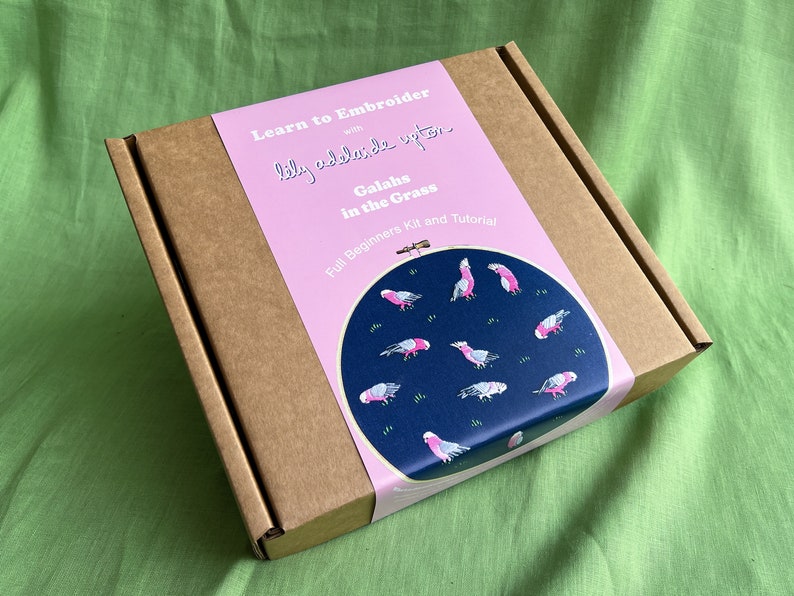 Learn to Embroider Galahs beginners kit and embroidery tutorial Lily Adelaide Upton image 1