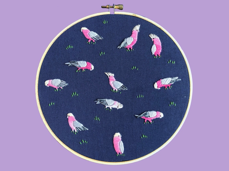 Learn to Embroider Galahs beginners kit and embroidery tutorial Lily Adelaide Upton image 3