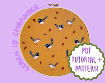 Superb Fairy Wrens Embroidery Tutorial + Pattern by Lily Adelaide Upton