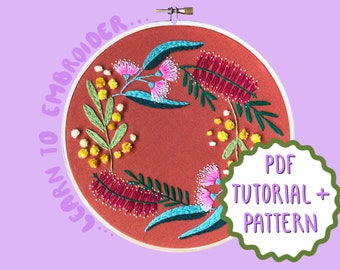 Fuzzy Wattle Wreath Embroidery Tutorial + Pattern by Lily Adelaide Upton