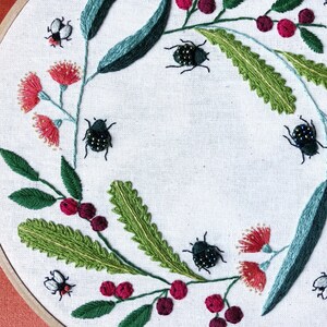 Christmas Beetle Wreath PDF Embroidery Pattern by Lily Adelaide Upton image 3