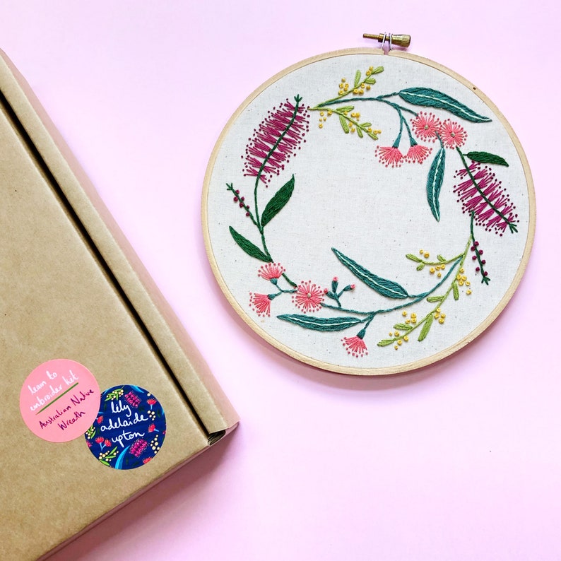 Learn to Embroider Kit Australian Native Wreath design Etsy