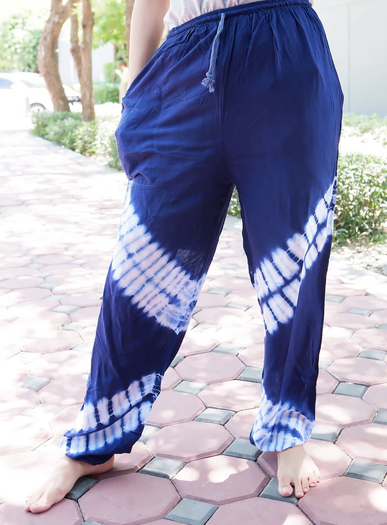 V5 Elephant Pants Hippy Pants Tie-dyeing  Blue and white Tie-dyeing pants Yoga pants Yoga pants -Hippie Pants-  Thai pants