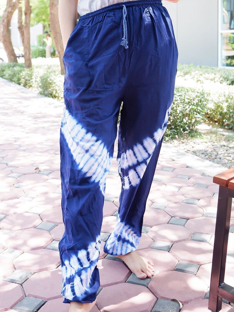 V5 Elephant Pants Hippy Pants Tie-dyeing Blue and white Tie-dyeing pants Yoga pants Yoga pants -Hippie Pants- Thai pants