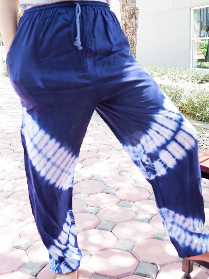 V5 Elephant Pants Hippy Pants Tie-dyeing Blue and white Tie-dyeing pants Yoga pants Yoga pants -Hippie Pants- Thai pants