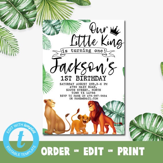 The lion king Invitation The lion king Birthday invitation Etsy