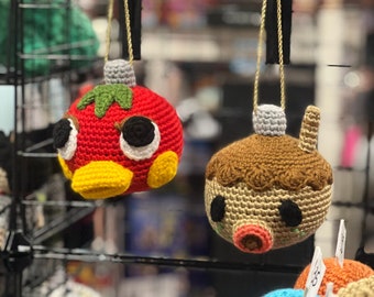Ketchup Christmas Ornaments from “Animal Crossing” inspired Handmade Crochet Amigurumi Collectible