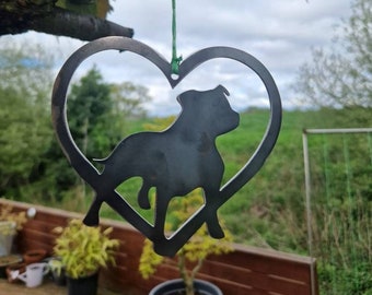 Staffordshire bull terrier dog Heart gift - dog memorial gift - rusty dog heart