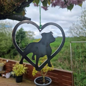 Staffordshire bull terrier dog Heart gift - dog memorial gift - rusty dog heart