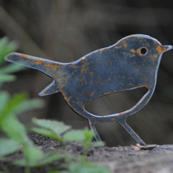 Petirrojo oxidado • Petirrojo de metal oxidado • Pájaro de metal oxidado • Pájaro de jardín • Adorno de jardín • Arte de metal para jardín