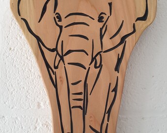 Elephant carving • elephant print • elephant gifts • elephant in the UK • wall hanging • wood carving • wood sign • elephant picture