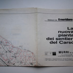Vintagekarta 1991 Karst Trieste Den nya stigkartan Meridiangrottorna Vandring Reklam IBM Canon NEC Samlarobjekt