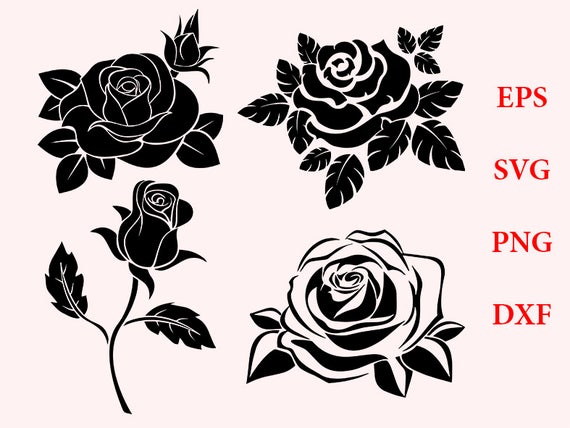 Download Rose svg rose silhouette rose clipart rose blossom clip | Etsy