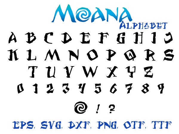 moana alphabet moana font svg svg font svg dxf eps png etsy