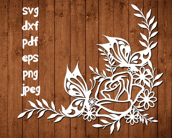 Download Flower corner svg rose svg floral paper cut svg butterfly ...
