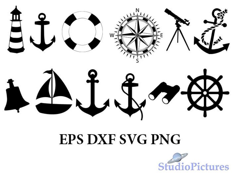 Download Sea attributes sea svg anchor dxf compass svg dxf files | Etsy