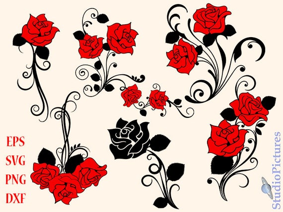 Download Red Rose svg rose silhouette rose clipart rose blossom | Etsy