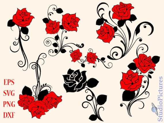 Download Red Rose svg rose silhouette rose clipart rose blossom | Etsy