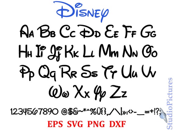 Download Walt Disney Font svg font svg alphabet TTF Included | Etsy